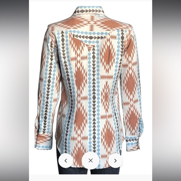 Rockmount Women's western Flannel Jacquard Shirt in Ivory & Brown - Picture 2 of 8